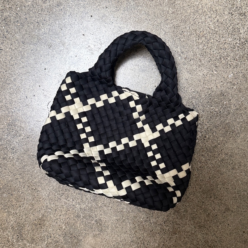 BCBG Black and Cream Braided Handbag